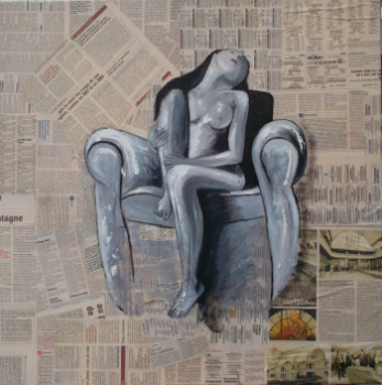 Œuvre contemporaine nommée « nue au fauteuil », Réalisée par CLAUDINE WINTREBERT