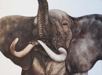 Œuvre contemporaine nommée « CHARGING ELEPHANT », Réalisée par JOE JOHNSON