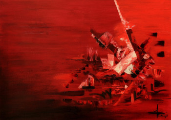 Œuvre contemporaine nommée « Abstrait Rouge », Réalisée par ISABEL OLLANGE