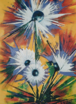 Œuvre contemporaine nommée « Luminescence florale », Réalisée par NICOLE SADIN
