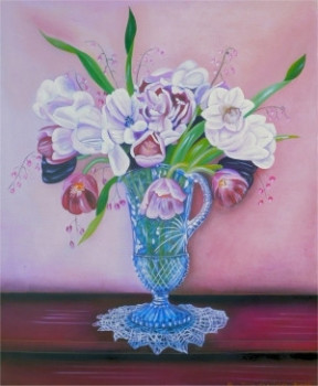 Œuvre contemporaine nommée « Les tulipes au brot de cristal N°126 », Réalisée par ABERNARDO