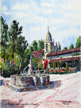 Œuvre contemporaine nommée « La Mission de Carmel , Californie , USA », Réalisée par ROGER J.
