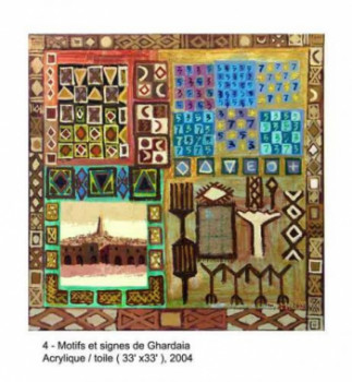 Œuvre contemporaine nommée « Motifs et signes de ghardaia », Réalisée par M'HAMED SACIM