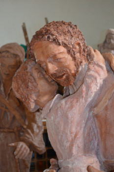 Œuvre contemporaine nommée « Saint Joseph à l'Enfant (détail) », Réalisée par PHILIPPE LE MONIES DE SAGAZAN