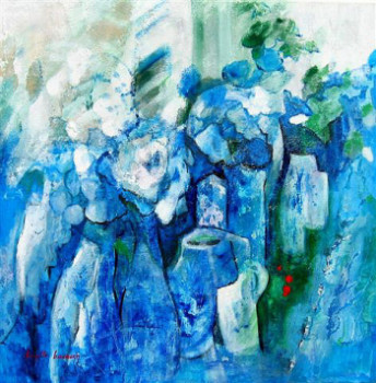 Œuvre contemporaine nommée « Fleuriste bleu », Réalisée par BRIGITTE BAUMANN