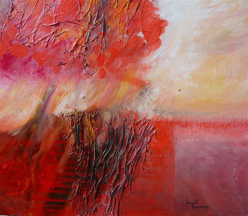 Œuvre contemporaine nommée « L'arbre rouge », Réalisée par BRIGITTE BAUMANN