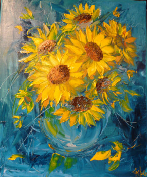 Œuvre contemporaine nommée « LES TOURNESOLS », Réalisée par GEBO
