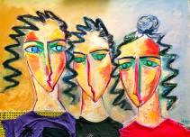 Œuvre contemporaine nommée « les trois filles », Réalisée par ADJAR