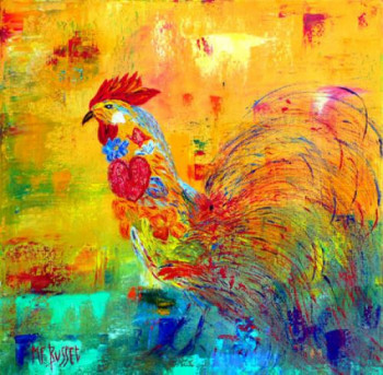 Œuvre contemporaine nommée « LE COQ REVEUR », Réalisée par MARIE-FRANCE BUSSET