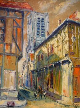 Œuvre contemporaine nommée « rue et église de la Madeleine TROYES France », Réalisée par GEBO
