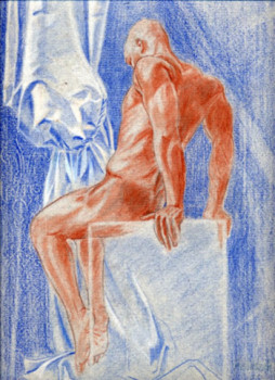 Œuvre contemporaine nommée « etude homme assis », Réalisée par JEAN-MARC MISIASZEK