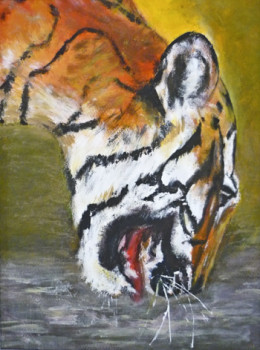 Œuvre contemporaine nommée « tigre assoiffé », Réalisée par FRAMBOISE