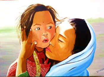 Œuvre contemporaine nommée « Collection Enfant du monde-Tibet-Enfant du Khan », Réalisée par NADINE TEMMERMAN