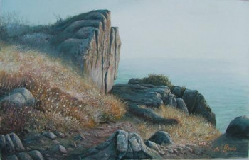 Œuvre contemporaine nommée « Cancale rocher sur la falaise de la pointe du grouin en bretagne », Réalisée par FABIEN GAUDIN