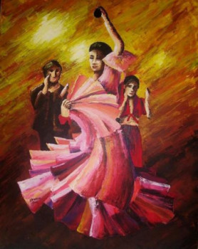 Œuvre contemporaine nommée « Flamenco 4 », Réalisée par LAURE VIEUSSE