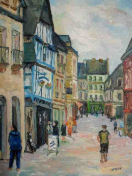 Œuvre contemporaine nommée « Quimper : rue renée Madec (maison bleue) », Réalisée par MICHEL HAMELIN