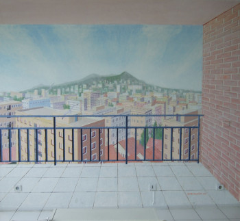 Œuvre contemporaine nommée « "LA LOGGIA" (Mur peint) », Réalisée par STINCKWICH