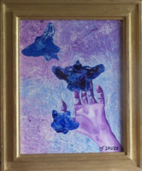 Œuvre contemporaine nommée « Papillons sur la main », Réalisée par SAUZE F
