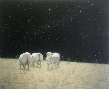 Œuvre contemporaine nommée « vaches sur la lune », Réalisée par DARMSTADTER