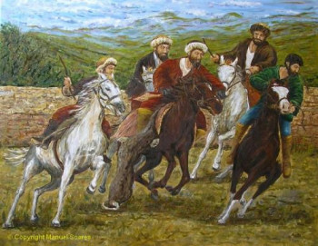 Œuvre contemporaine nommée « Cavaliers dans la plaine », Réalisée par MSOARES
