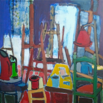 Œuvre contemporaine nommée « Atelier bleu », Réalisée par CHRISTIAN MENARD