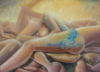 Œuvre contemporaine nommée « coucher de soleil de femmes nues », Réalisée par FABIEN GAUDIN