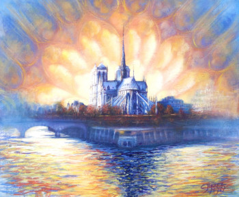 Œuvre contemporaine nommée « Lumière sur Notre Dame de Paris 1 », Réalisée par CARMEN JUAREZ MEDINA