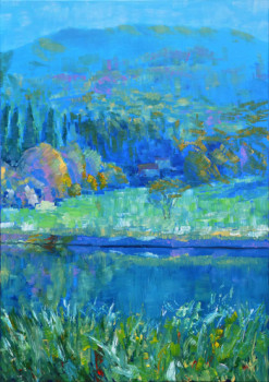 Œuvre contemporaine nommée « Matin bleu 1 », Réalisée par MIKHAILOV