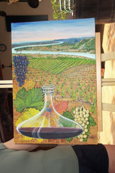 Œuvre contemporaine nommée « Le Vin, la Vigne et le Rhône », Réalisée par CATY