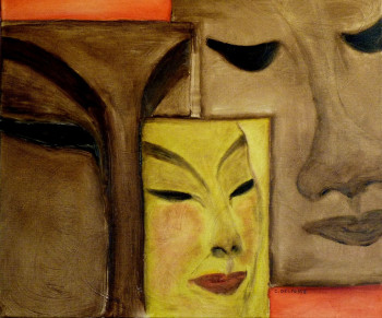 Œuvre contemporaine nommée « Les masques », Réalisée par CHRISTINE DELFOSSE
