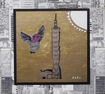 Œuvre contemporaine nommée « Colibri sur Taipei », Réalisée par FABIE