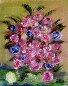 Œuvre contemporaine nommée « Bouquet de roses », Réalisée par CHRISTINE DELFOSSE