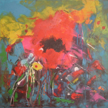 Œuvre contemporaine nommée « COQUELICOTS DU SOIR 1 », Réalisée par MIREILLE MAURY