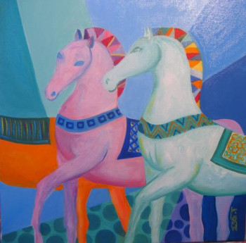 Œuvre contemporaine nommée « chevaux », Réalisée par ISA.T