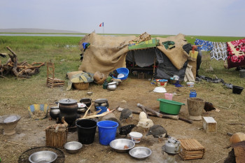 Œuvre contemporaine nommée « Campement 2 », Réalisée par CHRISTOPHE FABLET