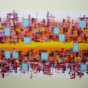Œuvre contemporaine nommée « Small blue Squares in Miami », Réalisée par OLIVIA BOA