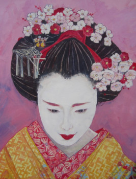 Œuvre contemporaine nommée « geisha rose », Réalisée par OLIVIER LAPLACE