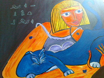 Œuvre contemporaine nommée « Le chat bleu », Réalisée par JENO