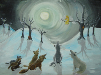 Œuvre contemporaine nommée « Choeur de loups », Réalisée par SYLVIE RABATEL