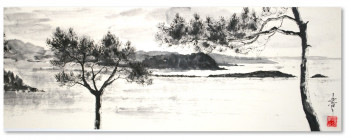 Œuvre contemporaine nommée « paysage de méditerranée », Réalisée par ENCRE-ZEN