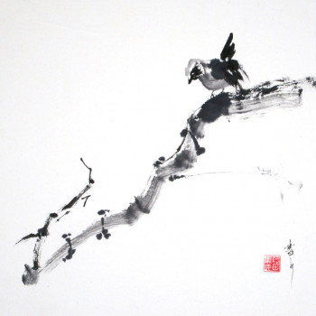 Œuvre contemporaine nommée « Oiseau zen », Réalisée par ENCRE-ZEN