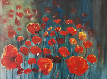 Œuvre contemporaine nommée « Coquelicots nocturnes », Réalisée par FRAMBOISE