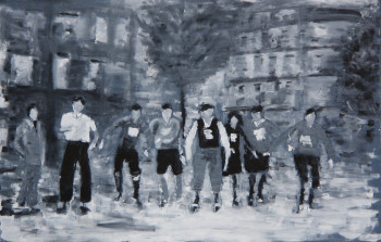 Œuvre contemporaine nommée « les patins à roulettes (la course) », Réalisée par CLéMENTINE LUBIN