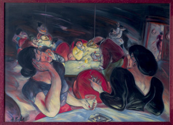 Œuvre contemporaine nommée « femmes au bar », Réalisée par HERVé BELLO