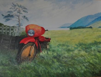 Œuvre contemporaine nommée « Moto du Baïkal », Réalisée par NICOLE DESDOUET