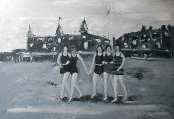 Œuvre contemporaine nommée « plage en 1920 », Réalisée par CLéMENTINE LUBIN