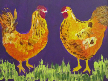 Œuvre contemporaine nommée « Les poules », Réalisée par JENO