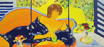 Œuvre contemporaine nommée « Femme sur le canapé », Réalisée par JENO