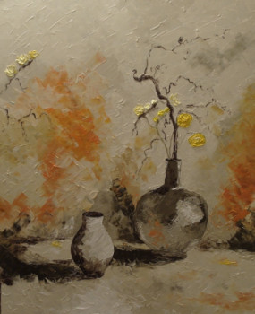 Œuvre contemporaine nommée « branches jaunes », Réalisée par BOURILLON KAO