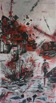 Œuvre contemporaine nommée « Scène de guerre », Réalisée par COLETTE TERRANOVA